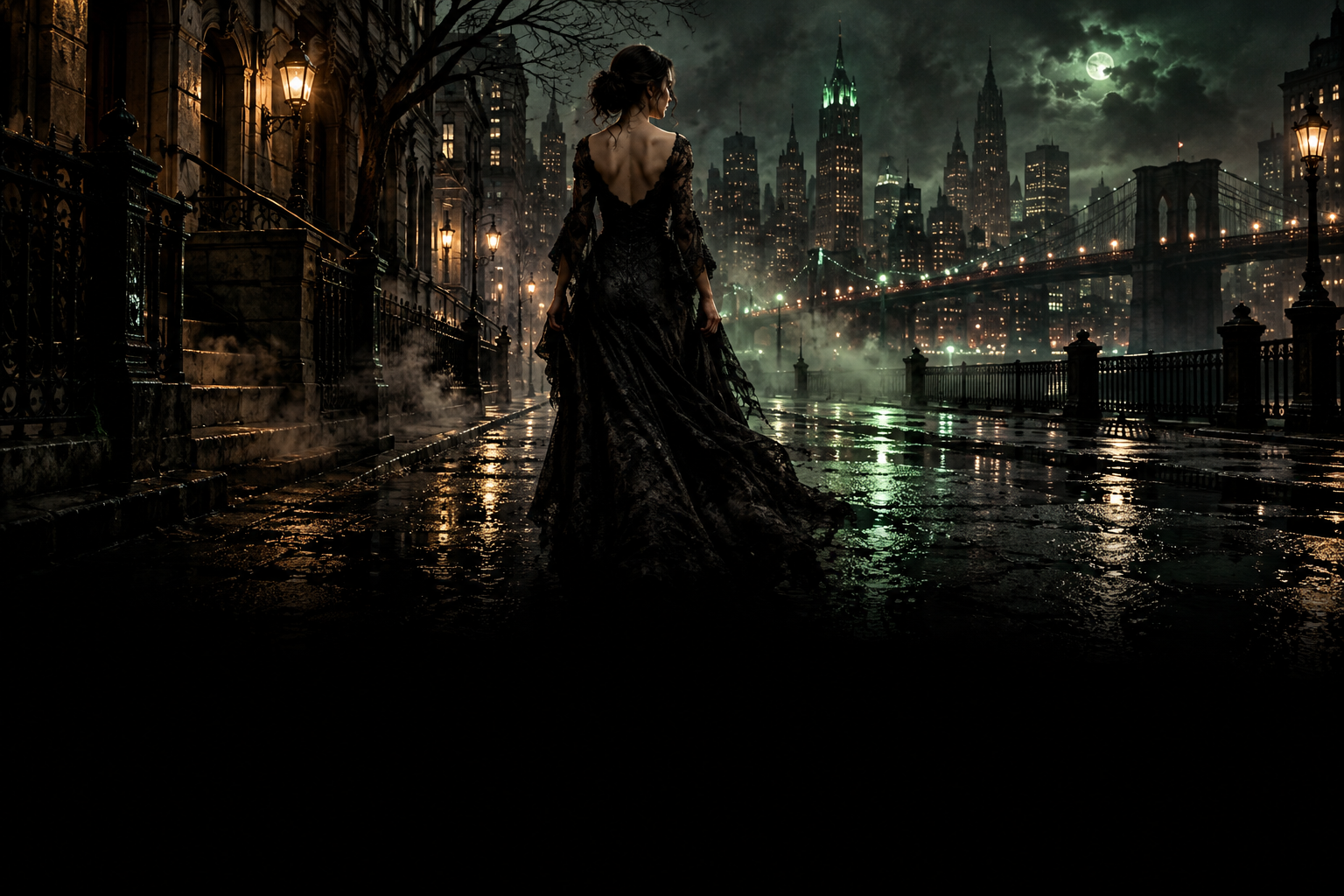 A mysterious figure on a misty New York street